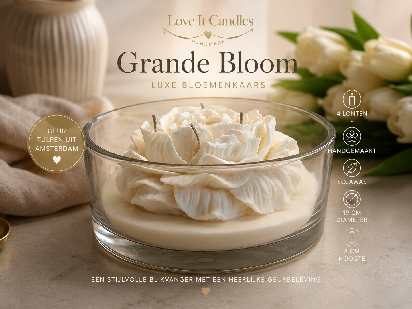 Grande Bloom – Luxe Bloemenkaars